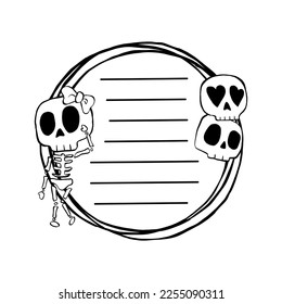 Halloween Triple Circle Frame‪ ‬with Black line in for message like notepaper. Vector illustration about stationery.