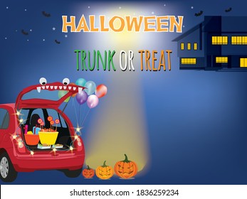 Halloween Trunk Or Treat On Illustration Graphic Vector