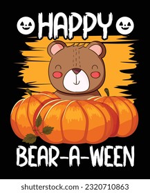 Halloween t-shirt, Bear-a-ween t-shirt, Halloween card svg