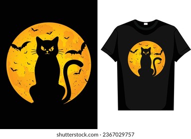 Halloween T-Shirt design Black cat