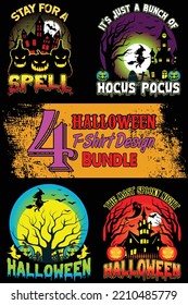 Halloween T-Shirt Design Bundle. Halloween t-shirt design bundle, easy to print all-purpose for men, women, and children