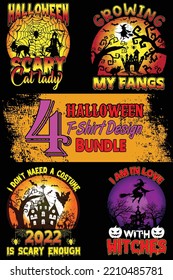 Halloween T-Shirt Design Bundle. Halloween t-shirt design bundle, easy to print all-purpose for men, women, and children