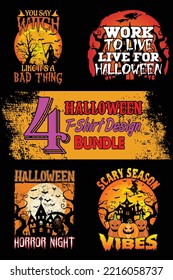 Halloween T-Shirt Design Bundle. Halloween t-shirt design bundle, easy to print all-purpose for men, women, and children