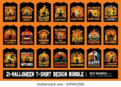 Halloween t-shirt design bundle. Horror hand devil t-shirt design. Beautiful and eye-catching Halloween vector cartoon-style of Horror hands, devils, pumpkins, witches, cats, bats, and much more.