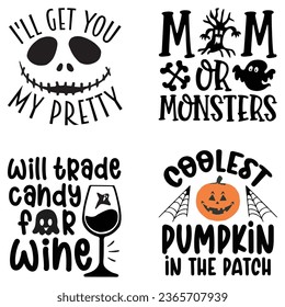 Halloween T-shirt Design Bundle, Halloween Quotes Design t shirt Bundle, Vector EPS Editable Files, can you download this Design Bundle..