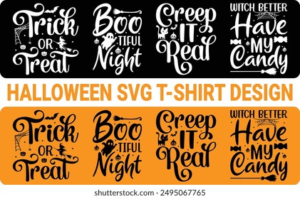 Halloween T-shirt Design Bundle, Halloween Quotes Design t shirt Bundle, Halloween typography, Happy Halloween t-shirt design template