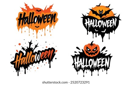 Halloween t-shirt design bundle vector art on a white background. Perfect for Halloween equipment's design. 