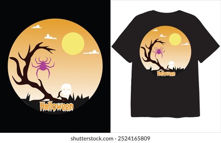 Vestuario creativo de diseño de camiseta de Halloween Ilustración de alta calidad llamativa Murciélago negro, Vector de diseño de camiseta de cita de tipografía de insignia gráfica de moda aterradora.