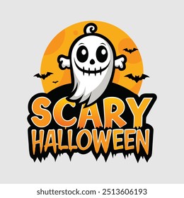 Halloween T-shirt design costume template. Happy Halloween scary trendy vector t-shirt design. Halloween vector clothing apparel t-shirt design