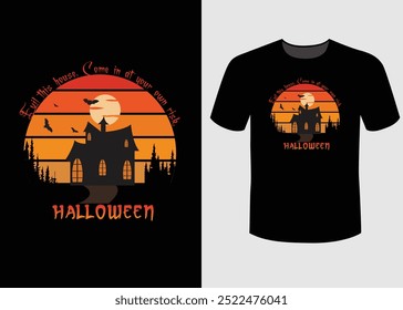 Halloween T-shirt design costume template. Happy Halloween, vector t-shirt design. Halloween vector clothing apparel t-shirt design