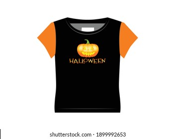 Halloween t-shirt design for girl, vector illustration