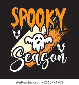 Halloween t-shirt design. tipografia gráfica feriado horror tee shirt. criativo vetor t shirt. Isolado no plano de fundo preto. Perfeito para itens de impressão e bolsas, cartaz, cartão