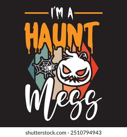 Halloween t-shirt design. graphic typography holiday horror tee shirt. creative vector t shirt. Isolated on black background. Perfect for print items and bags, poster, card