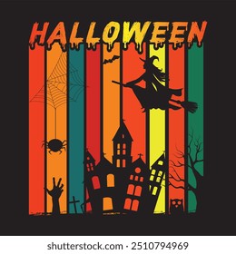 Halloween t-shirt design. graphic typography holiday horror tee shirt. creative vector t shirt. Isolated on black background. Perfect for print items and bags, poster, card
