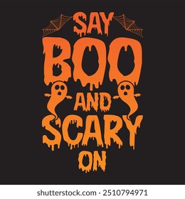 Halloween T-Shirt Design. Grafik Typografie Urlaub Horror T-Shirt. kreativer Vektor zu Hemd. Einzeln auf schwarzem Hintergrund. Perfekt für Drucksachen und Taschen, Poster, Karte