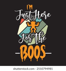 Halloween t-shirt design. graphic typography holiday horror tee shirt. creative vector t shirt. Isolated on black background. Perfect for print items and bags, poster, card