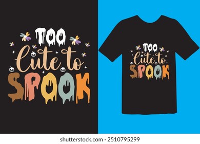 Halloween T-Shirt Design. Grafik Typografie Urlaub Horror T-Shirt. kreativer Vektor zu Hemd. Einzeln auf schwarzem Hintergrund. Perfekt für Drucksachen und Taschen, Poster, Karte