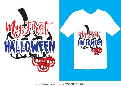 Halloween T-shirt Design. graphic typography holiday horror tee shirt. creative vector t shirt. Isolated on black background. Perfect for print items and bags, poster, card