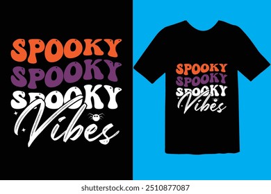 Halloween T-shirt Design. tipografia gráfica feriado horror camiseta. criativo vetor t camisa. Isolado no plano de fundo preto. Perfeito para itens de impressão e bolsas, cartaz, cartão