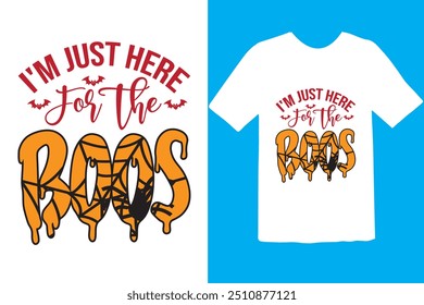 Halloween T-shirt Design. graphic typography holiday horror tee shirt. creative vector t shirt. Isolated on black background. Perfect for print items and bags, poster, card