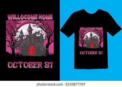 Halloween t-shirt design. graphic typography holiday horror tee shirt. creative vector t shirt. Isolated on black background. Perfect for print items and bags, poster, card