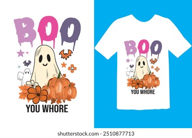 Halloween t-shirt design. tipografia gráfica feriado horror tee shirt. criativo vetor t shirt. Isolado no plano de fundo preto. Perfeito para itens de impressão e bolsas, cartaz, cartão