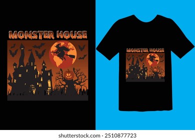 Halloween t-shirt design. graphic typography holiday horror tee shirt. creative vector t shirt. Isolated on black background. Perfect for print items and bags, poster, card
