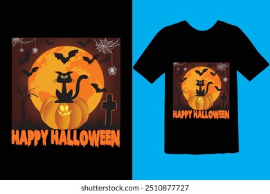 Halloween t-shirt design. graphic typography holiday horror tee shirt. creative vector t shirt. Isolated on black background. Perfect for print items and bags, poster, card