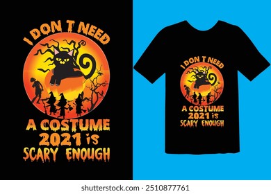 Halloween t-shirt design. graphic typography holiday horror tee shirt. creative vector t shirt. Isolated on black background. Perfect for print items and bags, poster, card