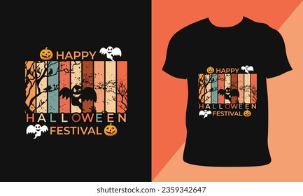 Halloween t-shirt design. Happy Halloween typography t-shirt design vector template.