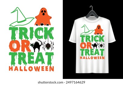 Halloween T-shirt design. Pumpkin Professional Halloween T-shirt template. Vampire Costume T-Shirt Funny Halloween Party Illustration print on shirt. trick or treat Halloween vector t shirt design