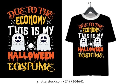 Halloween T-shirt design. Pumpkin Professional Halloween T-shirt template. Vampire Costume T-Shirt Funny Halloween Party Illustration print on shirt. happy Halloween vector design