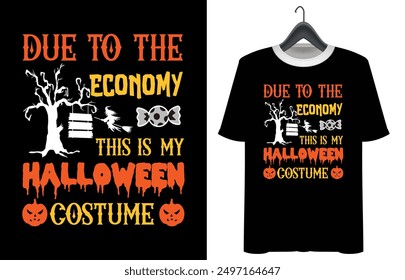 Halloween T-shirt design. Pumpkin Professional Halloween T-shirt template. Vampire Costume T-Shirt Funny Halloween Party Illustration print on shirt. happy Halloween vector design