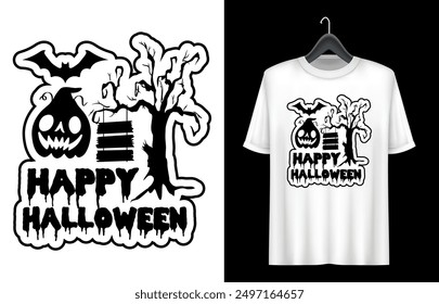 Halloween T-shirt design. Pumpkin Professional Halloween T-shirt template. Vampire Costume T-Shirt Funny Halloween Party Illustration print on shirt. happy Halloween