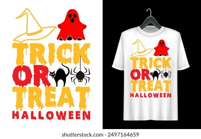 Halloween T-shirt design. Pumpkin Professional Halloween T-shirt template. Vampire Costume T-Shirt Funny Halloween Party Illustration print on shirt. trick or treat Halloween vector t shirt