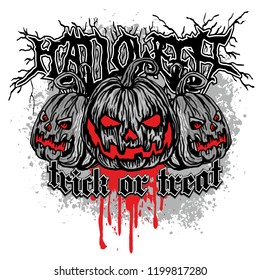 Halloween T-shirt design with pumpkin and skull
