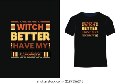 Halloween t-shirt design with silhouettes, typography, print, vector illustration