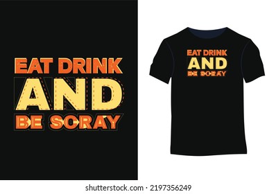 Halloween t-shirt design with silhouettes, typography, print, vector illustration