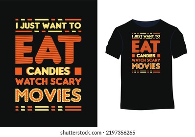 Halloween t-shirt design with silhouettes, typography, print, vector illustration