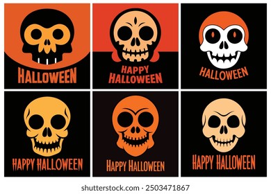 Halloween t-shirt design with Halloween skull background and text Happy Halloween