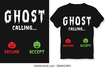 Halloween T-Shirt Design-Vorlage. Geist, der Halloween-T-Shirt-Design anruft