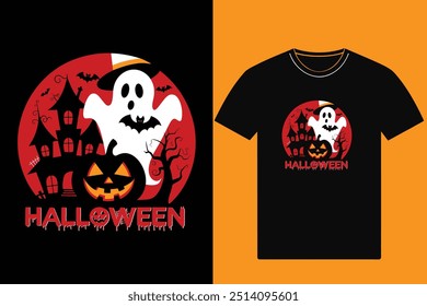 Halloween t-shirt design template. Happy Halloween t-shirt design template easy to print all-purpose for man, women, and children.