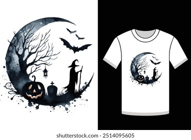 Halloween t-shirt design template. Happy Halloween t-shirt design template easy to print all-purpose for man, women, and children.