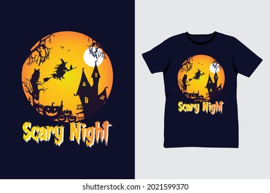 Halloween t-shirt design template | scary night | Happy Halloween T-shirts