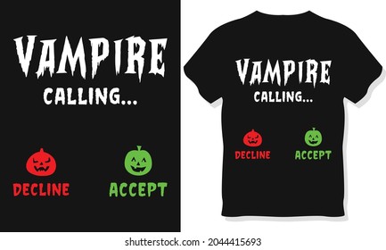 Plantilla de diseño de camisetas de Halloween. Diseño de camisetas de llamadas de vampiros