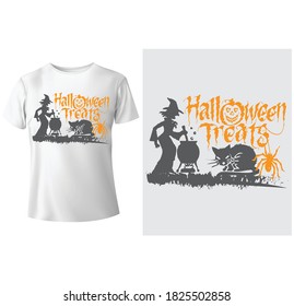 Halloween T-shirt design trick or treat.