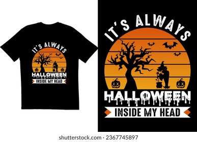 Halloween T-shirt design. Typography t-shirt design. Halloween Typography t-shirt design. Halloween vibe t-shirt design	
