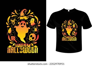 HALLOWEEN T-SHIRT DESIGN VECTOR ART,PUMPKIN,GHOAST,WING.