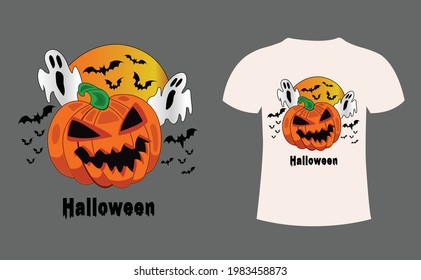 Halloween T-Shirt Design. Halloween Vector Graphic. Halloween horror T-Shirt illustration. ghost t-shirt design. Beautiful and eye-catching Halloween T-Shirt