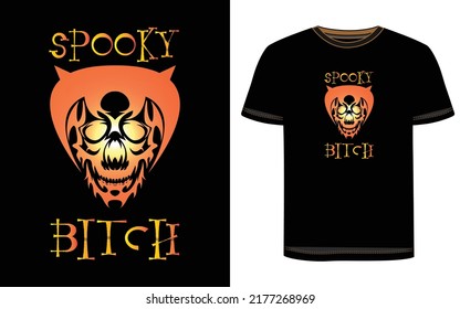 Diseño de camisetas de Halloween. Gráfico vectorial de Halloween. Ilustración de la camiseta de Halloween.  Hermoso y llamativo vector de Halloween